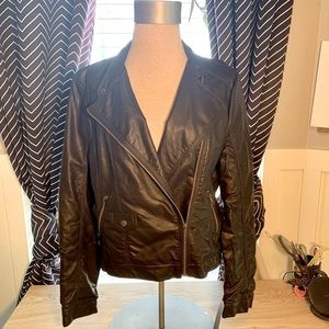 Massimo NWT Faux Leather Moto Jacket Dark Brown